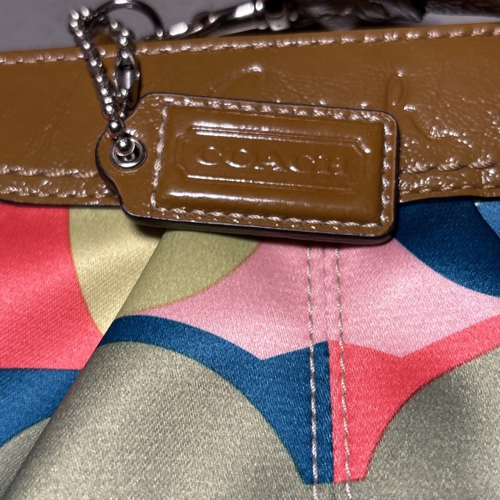 Coach Multicolor Soho Satin Pleated Clutch Colorful Statement Piece Evening - Picture 8 of 10
